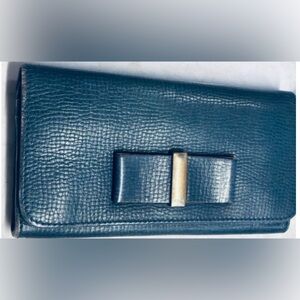 “CHLOE” - “Long Wallet Bow” - Blue Leather